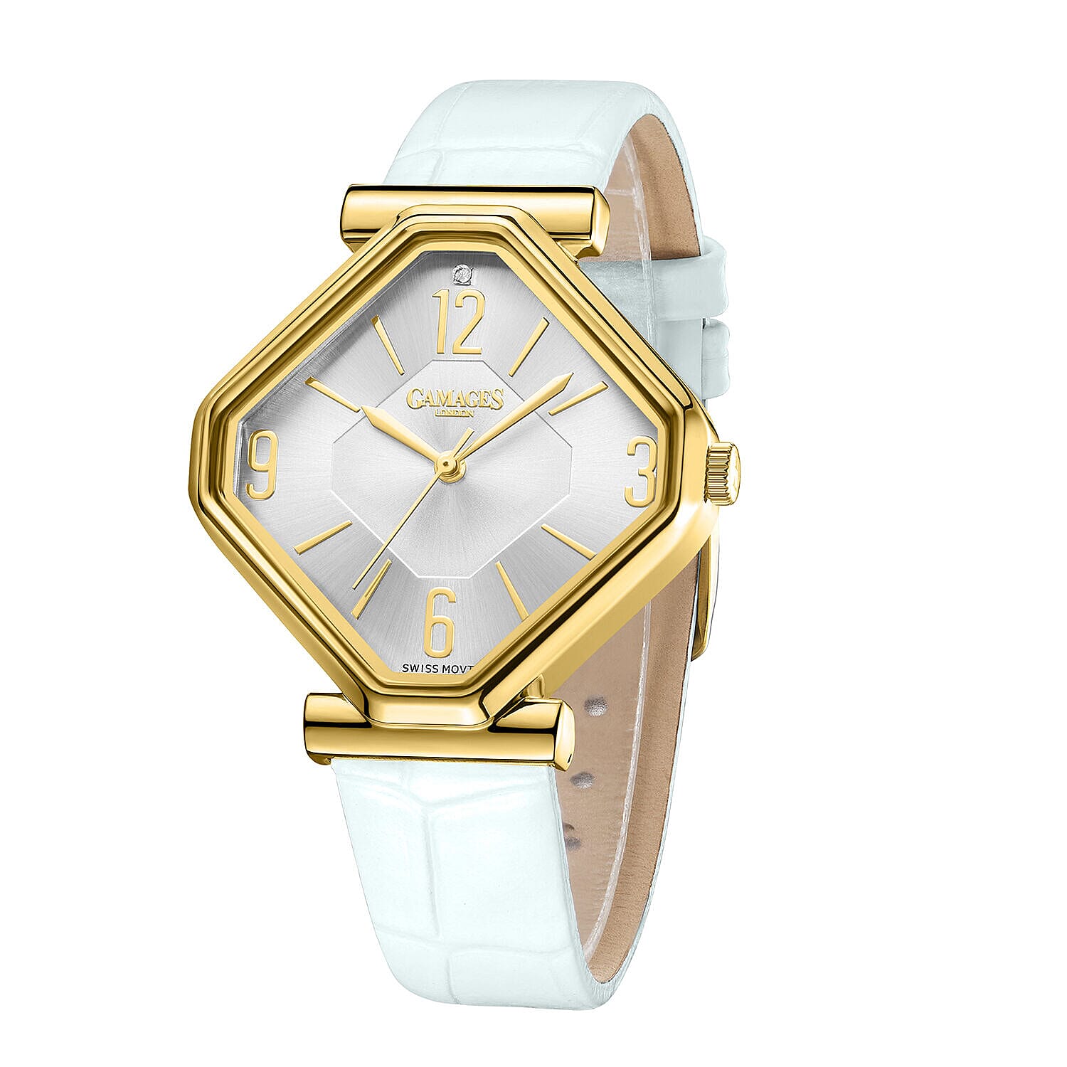 Limited Edition - Gamages Of London Ladies Diamond Stature Ladies Watch with Leather Strap - White 7270460 3