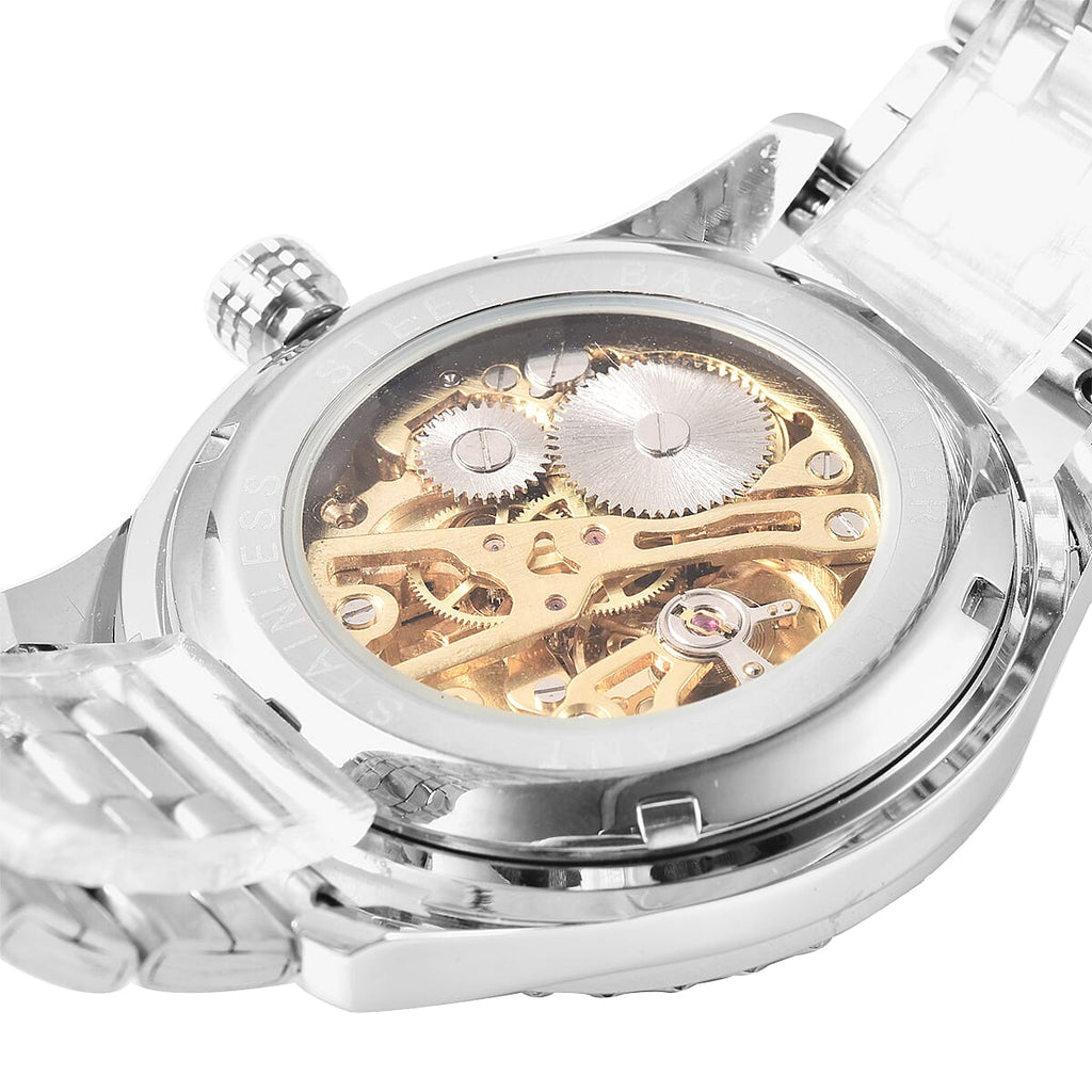 Limited Edition Genoa Automatic Movement Tigers Eye Dial Water Resistant Watch With Exhibition Back