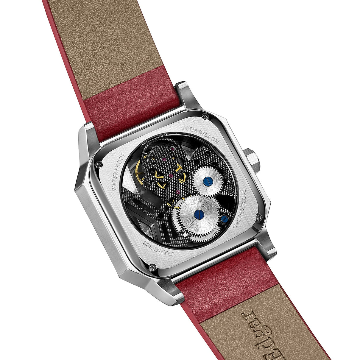 Limited Edition Swan - Edgar Hand Assembled Vortex Tourbillon Automatic Skeleton Dial WR Watch With Red Leather Bracelet 7667224 3
