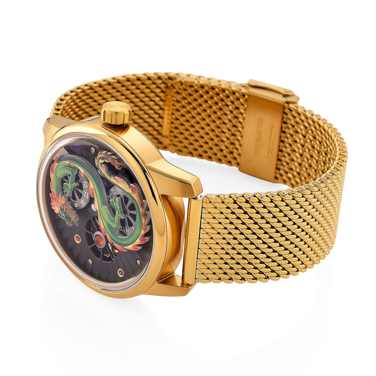 Limited Edition William Hunt London Dragon Watch with Automatic Movt. 5 ATM Water Resistancy, Blue Sapphire Crystal Dial and Adjustable Milanese Strap - Gold 8309874 5