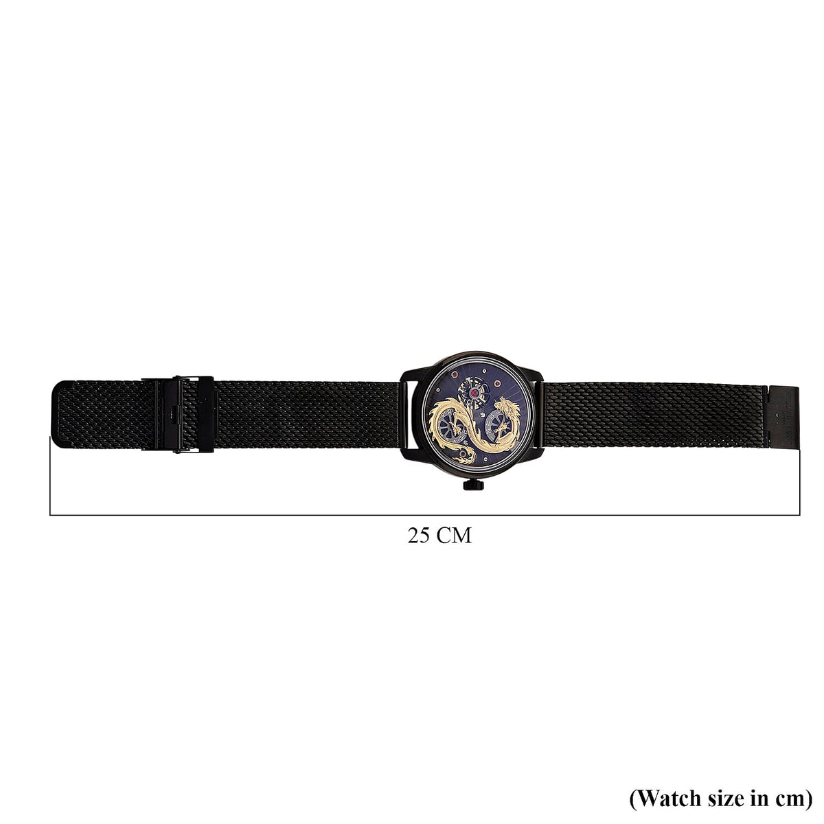 Limited Edition William Hunt London Dragon Watch with Automatic Movt. 5 ATM Water Resistancy, Blue Sapphire Crystal Dial and Adjustable Milanese Strap - Black Gold 8309883 9