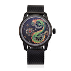 Limited Edition William Hunt London Dragon Watch with Automatic Movt. 5 ATM Water Resistancy, Blue Sapphire Crystal Dial and Adjustable Milanese Strap - Black Neon