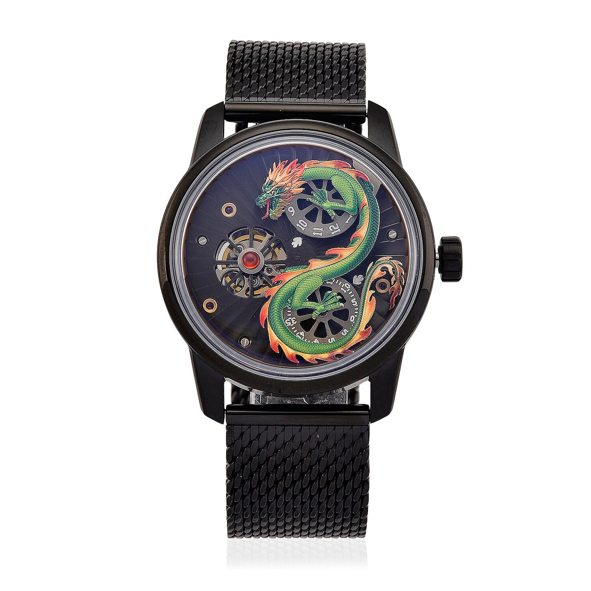 Limited Edition William Hunt London Dragon Watch with Automatic Movt. 5 ATM Water Resistancy, Blue Sapphire Crystal Dial and Adjustable Milanese Strap - Black Neon 8309885 0