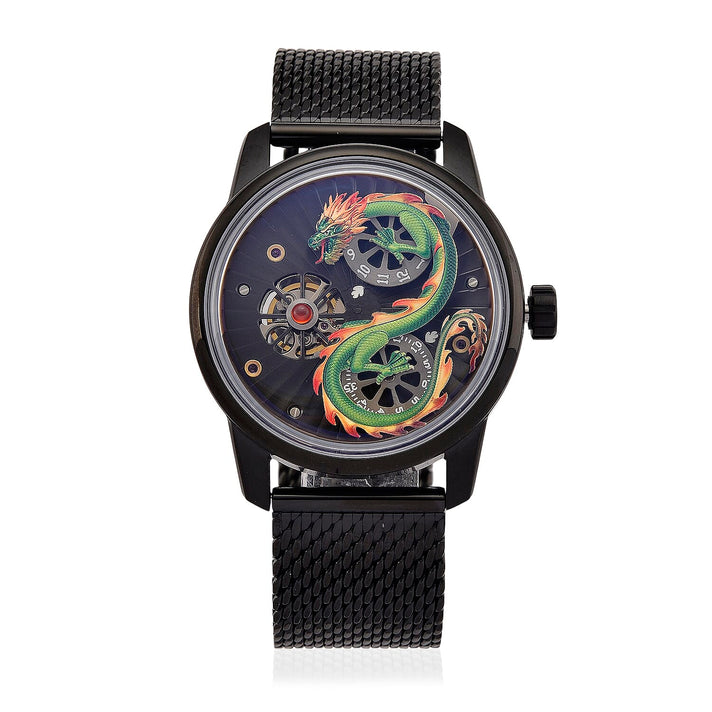 Limited Edition William Hunt London Dragon Watch with Automatic Movt. 5 ATM Water Resistancy, Blue Sapphire Crystal Dial and Adjustable Milanese Strap - Gold 8309874 1