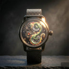 Limited Edition William Hunt London Dragon Watch with Automatic Movt. 5 ATM Water Resistancy, Blue Sapphire Crystal Dial and Adjustable Milanese Strap - Black Neon