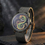 Limited Edition William Hunt London Dragon Watch with Automatic Movt. 5 ATM Water Resistancy, Blue Sapphire Crystal Dial and Adjustable Milanese Strap - Black Neon