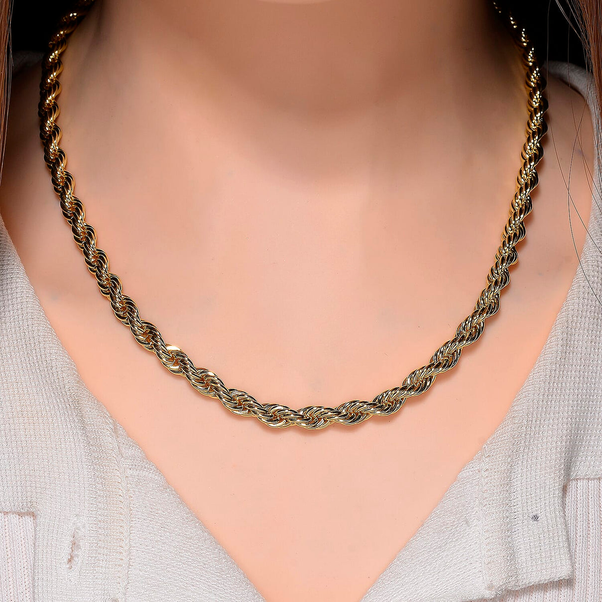 Chunky Rope Necklace (Size 18) in Yellow Gold Plated 8236114 2