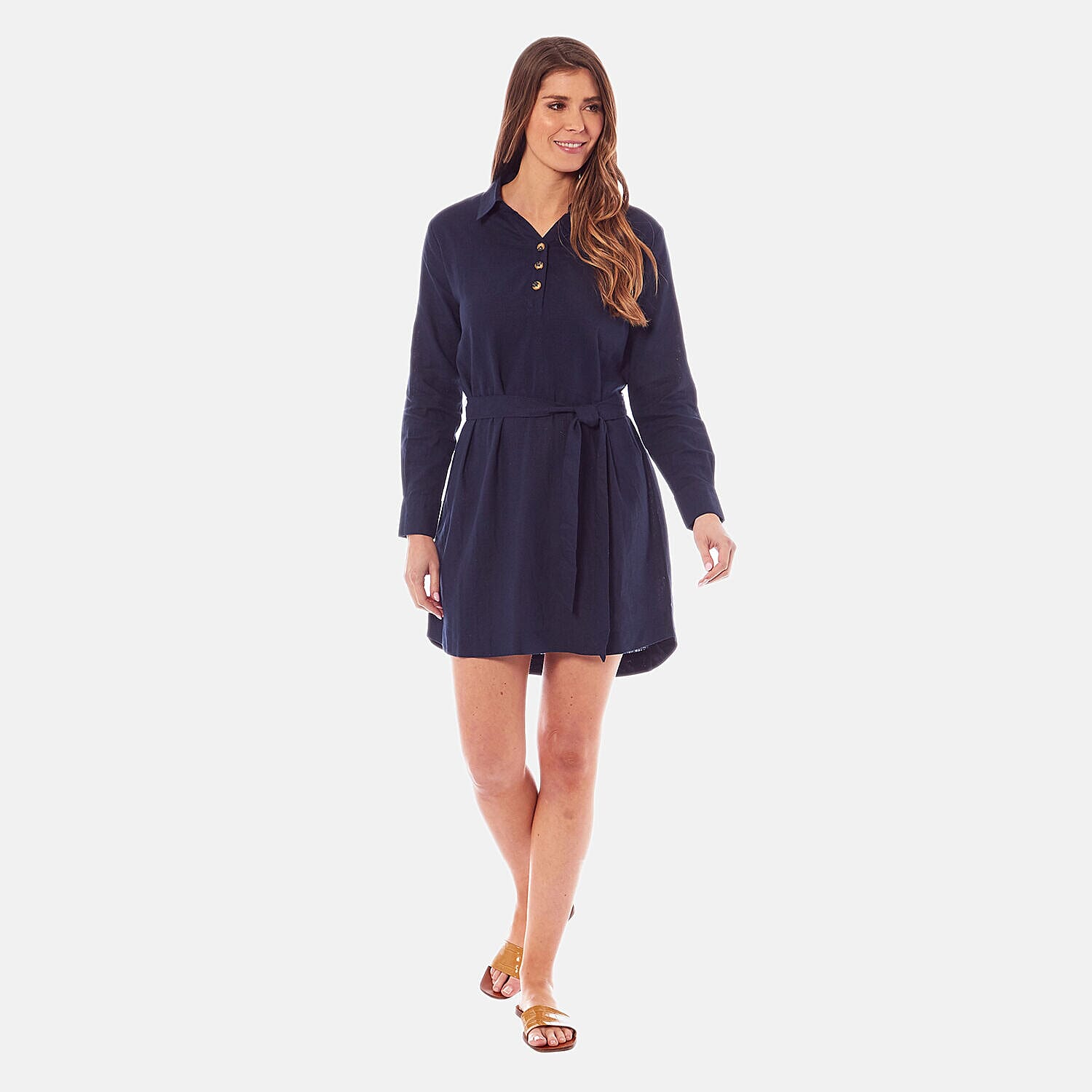 Charlotte West Ladies Three Quarter Button Shirt Linen Dress V32518756 0