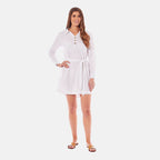 Charlotte West Ladies Three Quarter Button Shirt Dress (Size 12) - White