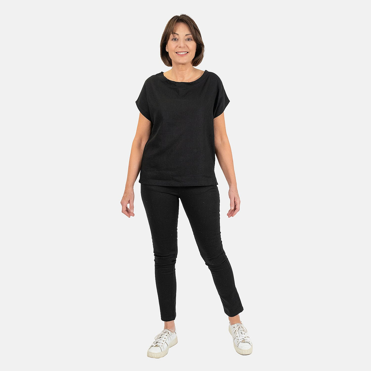 Ladies Crew Neck Linen Top V32627433 0