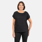 Ladies Crew Neck Linen Top (Size 10) - Black