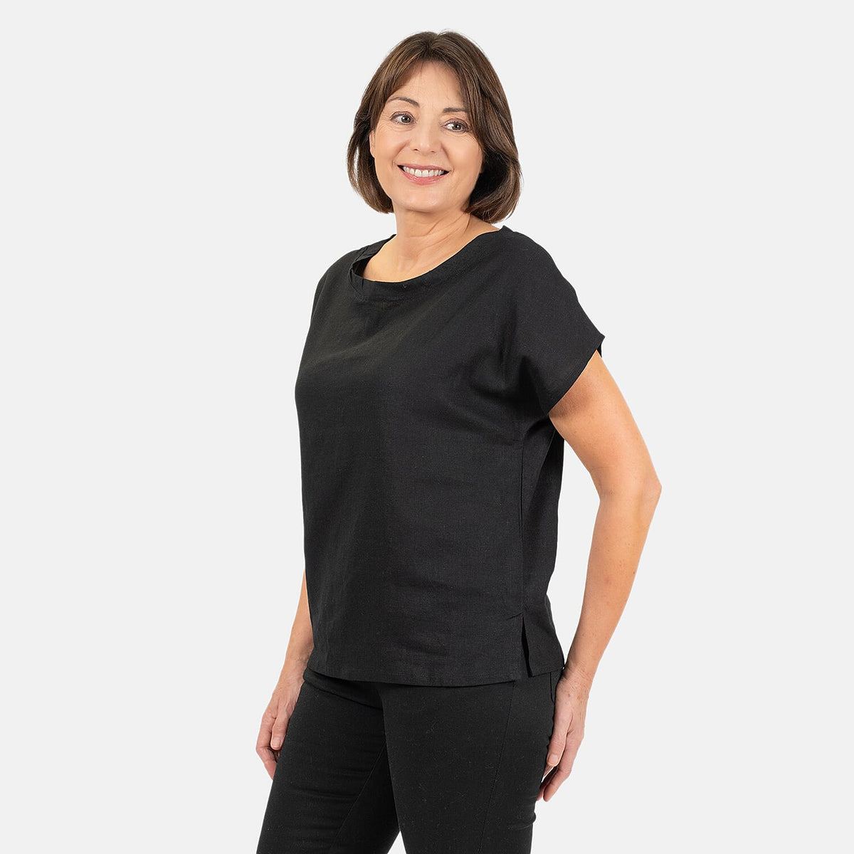 Ladies Crew Neck Linen Top V32627433 3