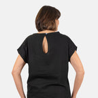 Ladies Crew Neck Linen Top (Size 10) - Black