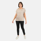 Ladies Crew Neck Linen Top (Size 12) - Stone