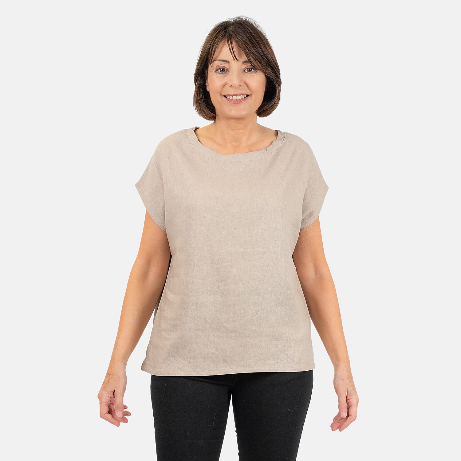 Ladies Crew Neck Linen Top 7565994 2