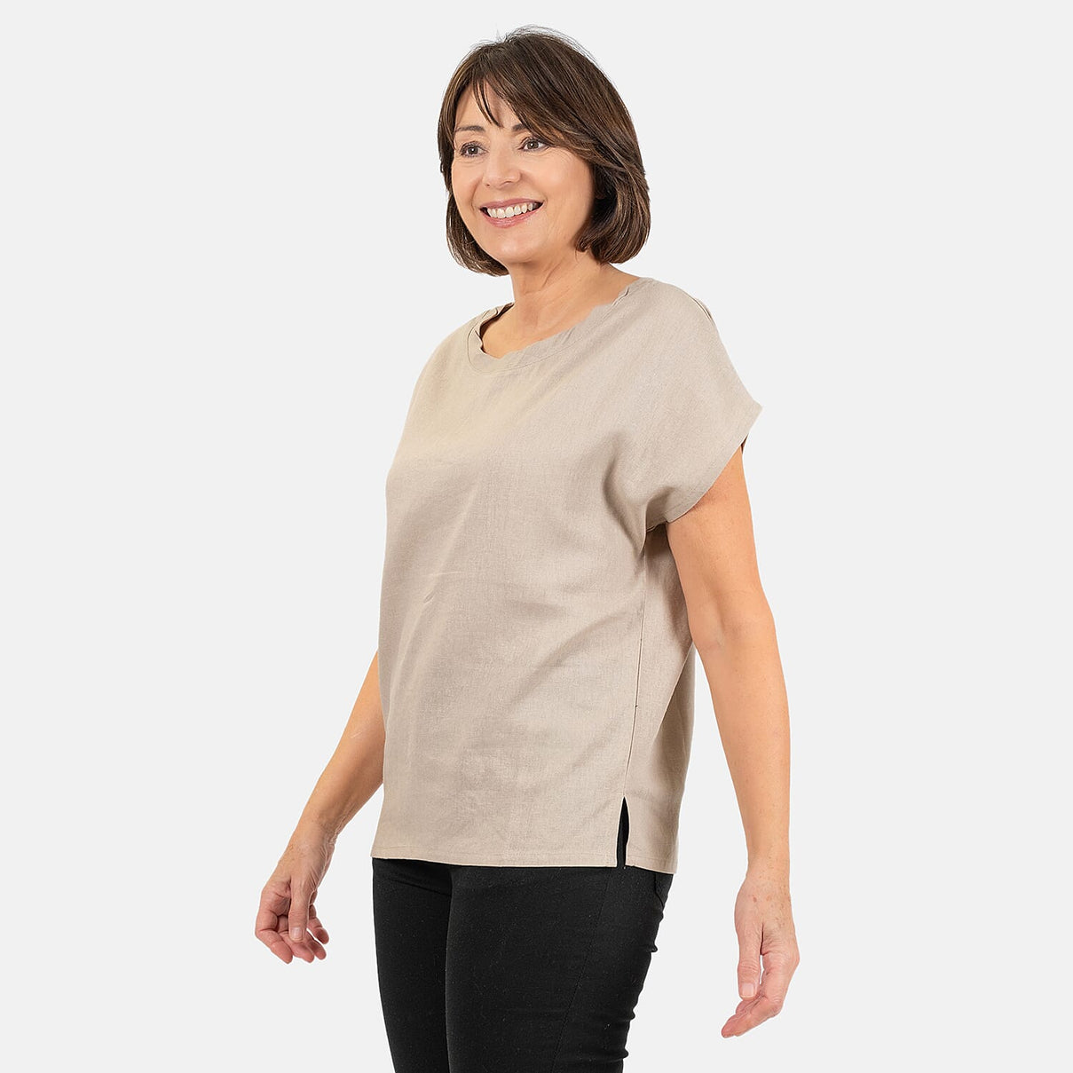 Ladies Crew Neck Linen Top 7565994 3