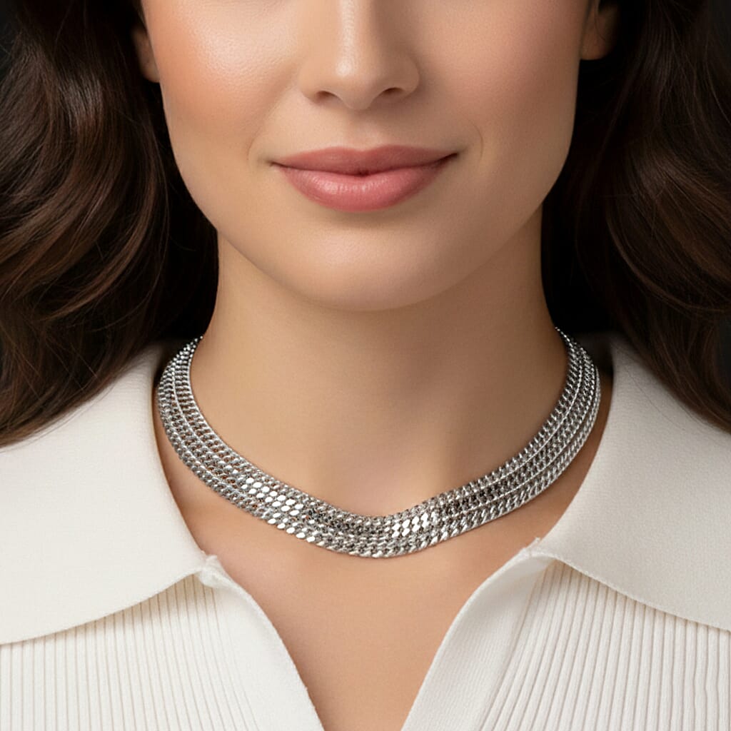 Triple Curb Link Necklace (Size 17.5) V32516540 3