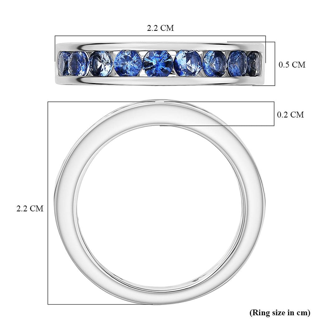 Rhapsody 950 Platinum AAAA Ceylon Sapphire Half Eternity Band Ring 1.40 Ct, Platinum Wt. 7.00 Gms.