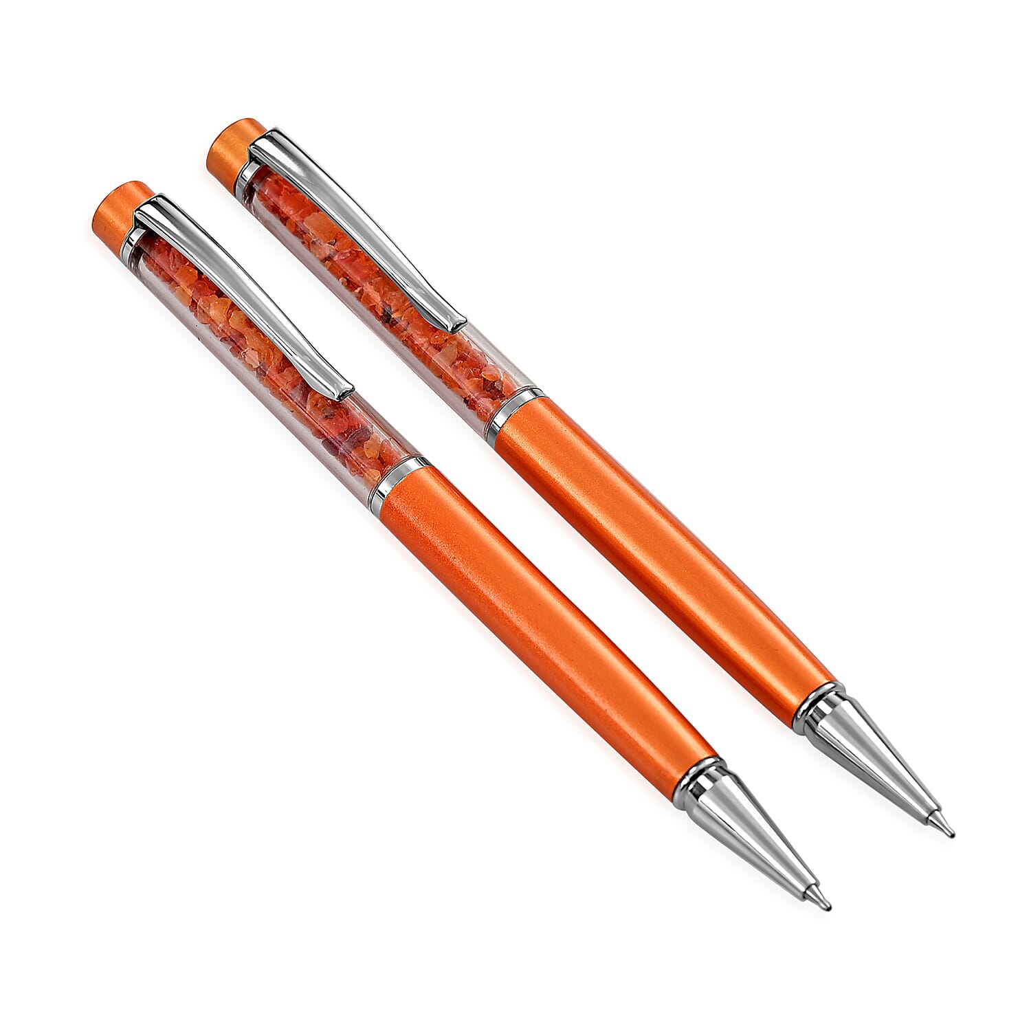 LIVMORE Fire Opal Gemstone Pen Set with 2 Keychains and 2 Refills - Orange 8256423 7