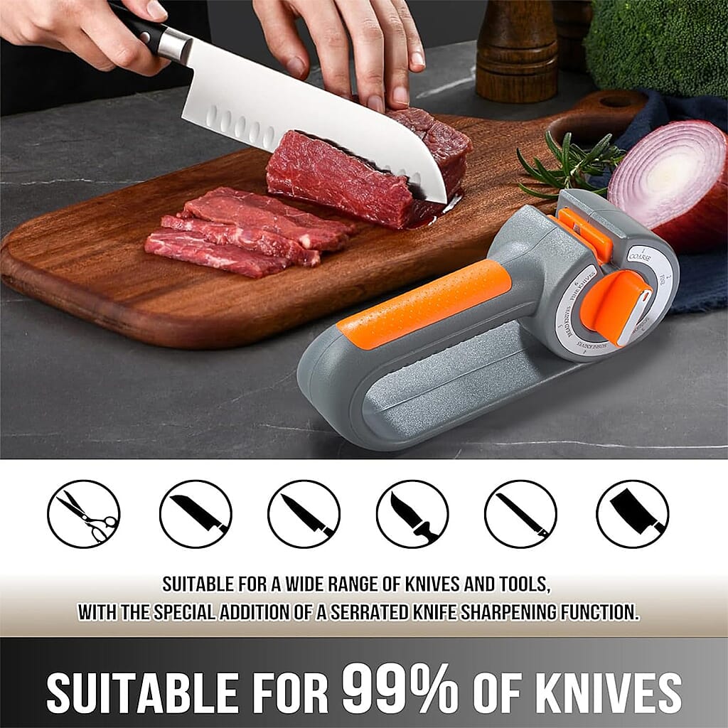 Livmore 6-in-1 Multi-Functional Knife Sharpener - Grey &amp; Orange V32515108 2