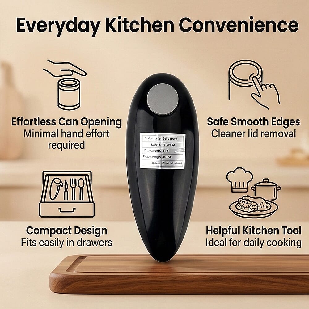Livmore Automatic Can Opener - Battery Operated (2 x AA not inc) - Black 8363451 2