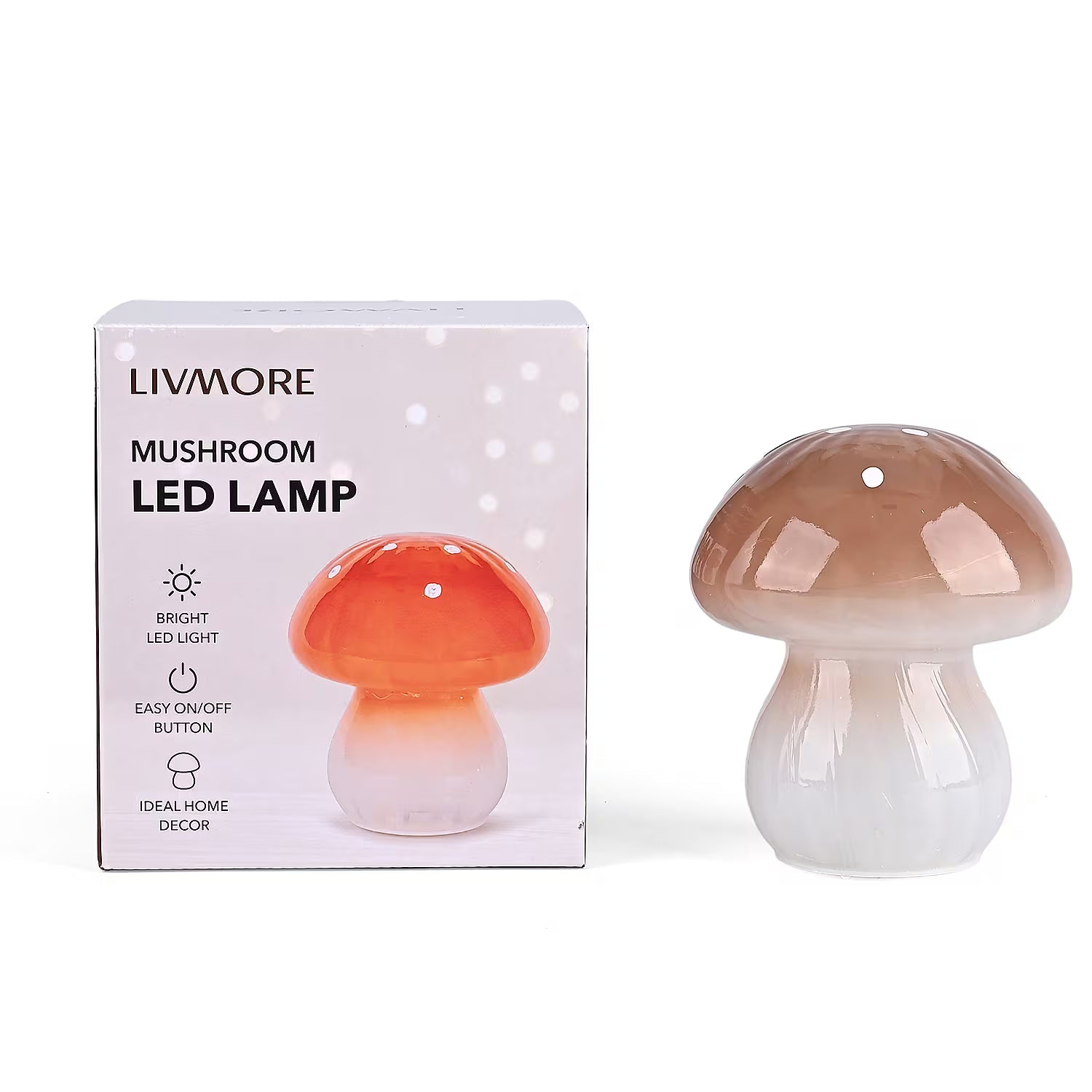 Livmore Glass Mushroom LED Lamp - Brown 8201789 0