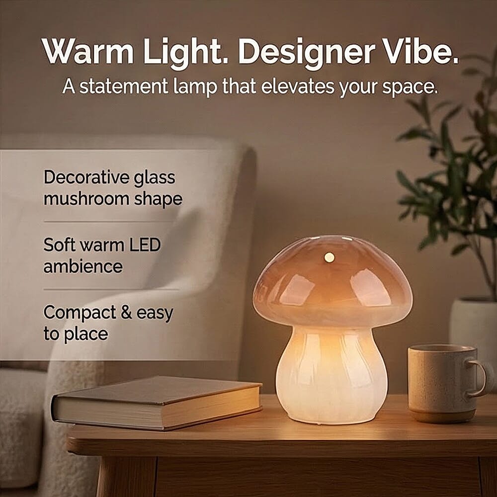 Livmore Glass Mushroom LED Lamp - Brown 8201789 3