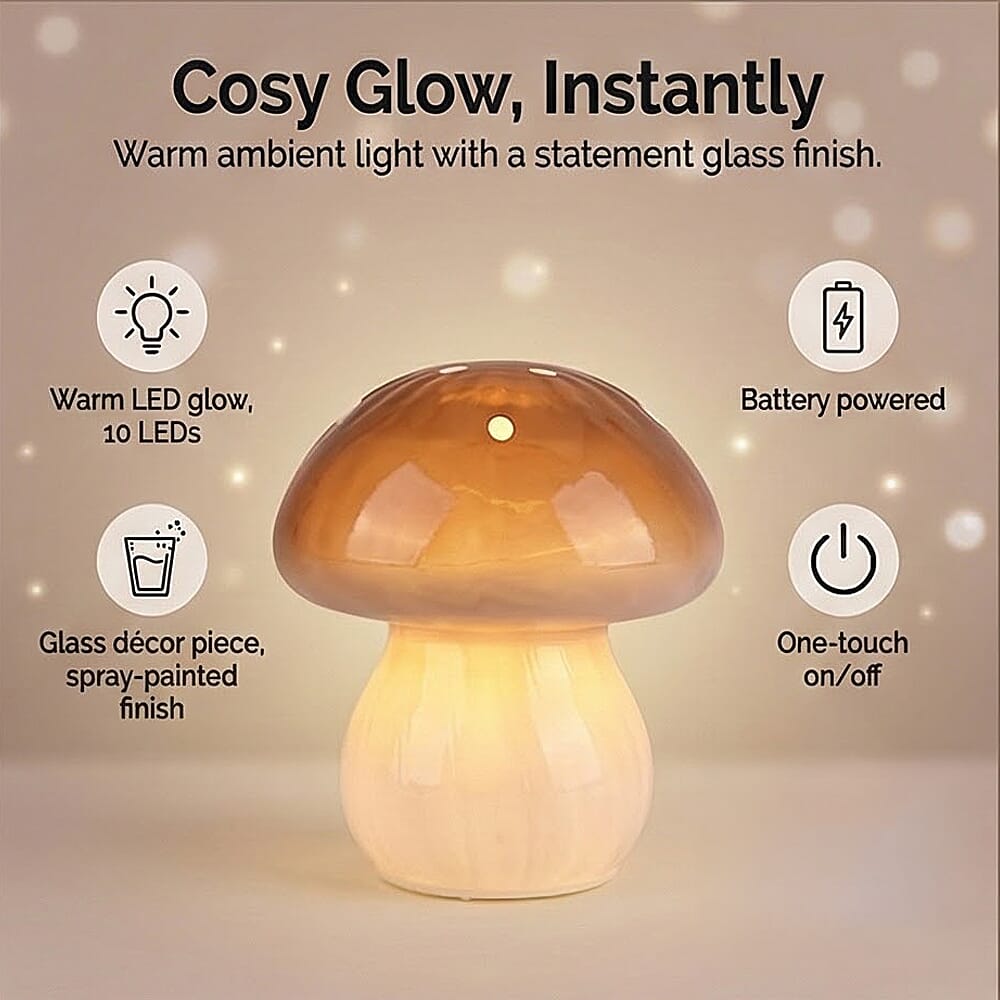 Livmore Glass Mushroom LED Lamp - Brown 8201789 5