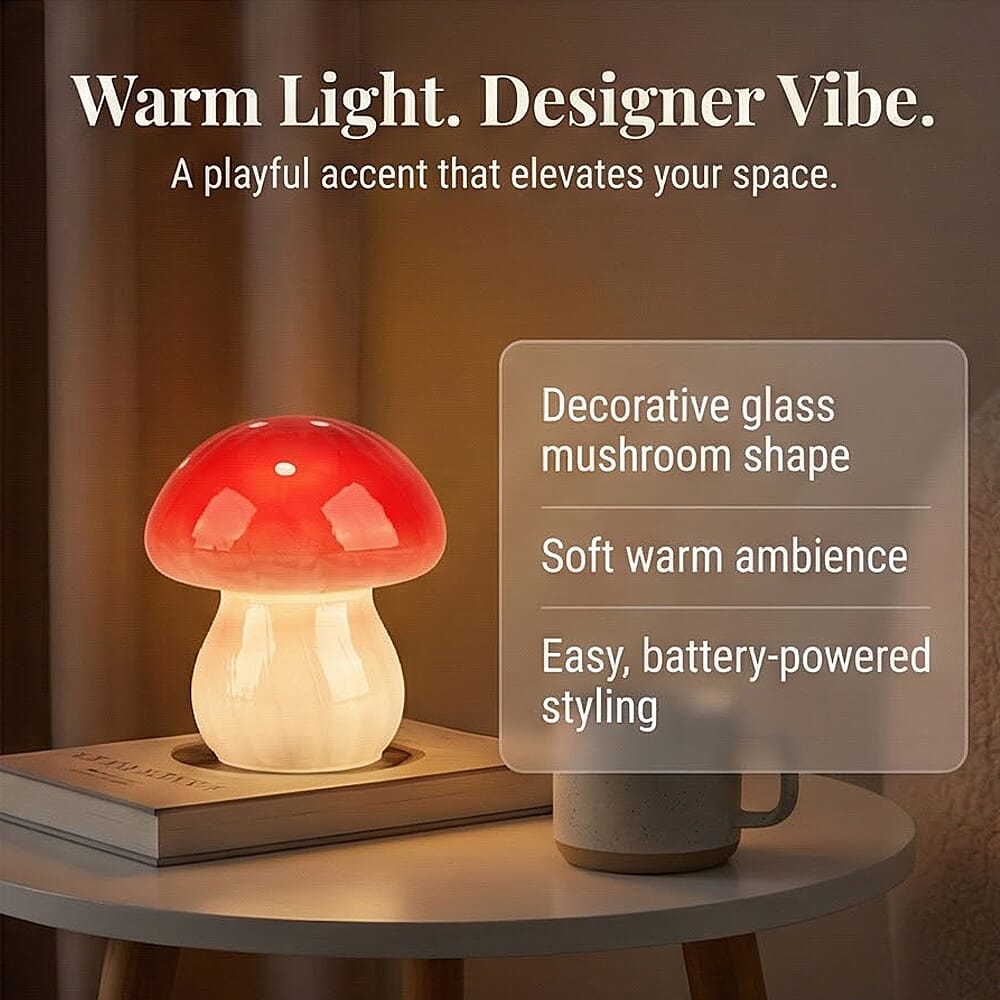 Livmore Glass Mushroom LED Lamp - Red V32733365 3