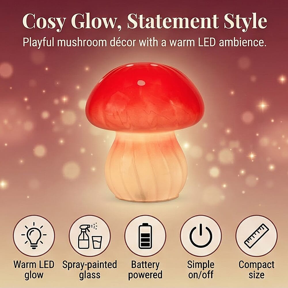 Livmore Glass Mushroom LED Lamp - Red V32733365 4