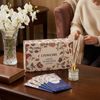 Livmore Rose Vanilla Home Fragrance Set -  Contains 50ml Reed Diffuser with 4 Reed Sticks and 6 Fragrance Sachets