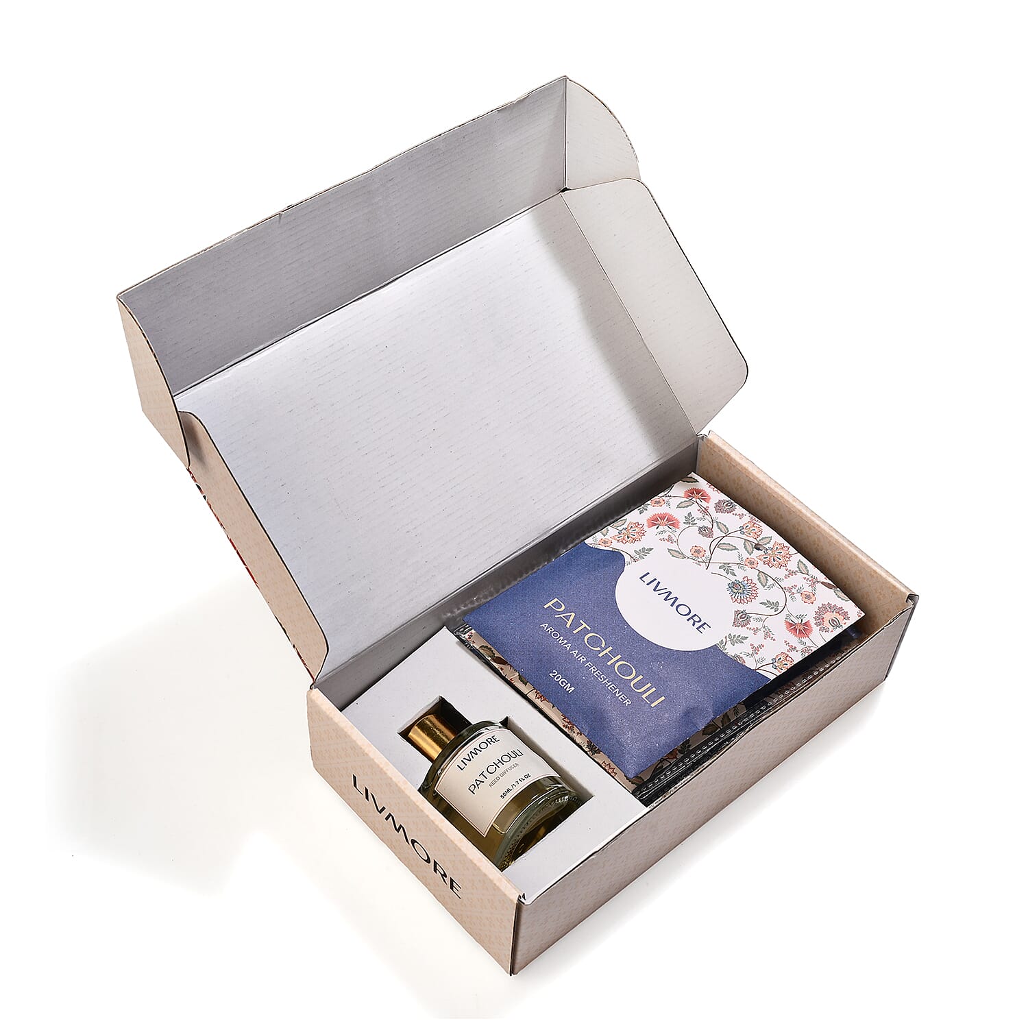 Livmore Patchouli Home Fragrance Set -  Contains 50ml Reed Diffuser with 4 Reed Sticks and 6 Fragrance Sachets V32366554 7