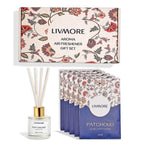 Livmore Rose Vanilla Home Fragrance Set -  Contains 50ml Reed Diffuser with 4 Reed Sticks and 6 Fragrance Sachets