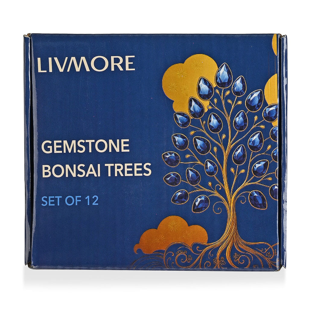 Tucson Find  Deal Livmore Set of 12 Gemstone Bonsai Trees (5.08cm) - Multi Colour