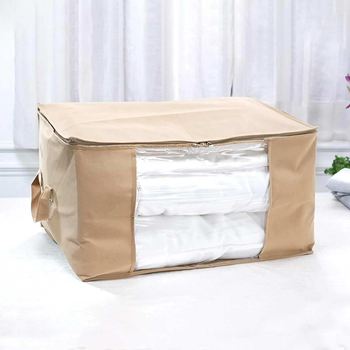 Livmore Set of 5 Non-Woven Fabric Storage Bags with Clear Window (34 x 60 x 42 cm) - Sand 8323860 2