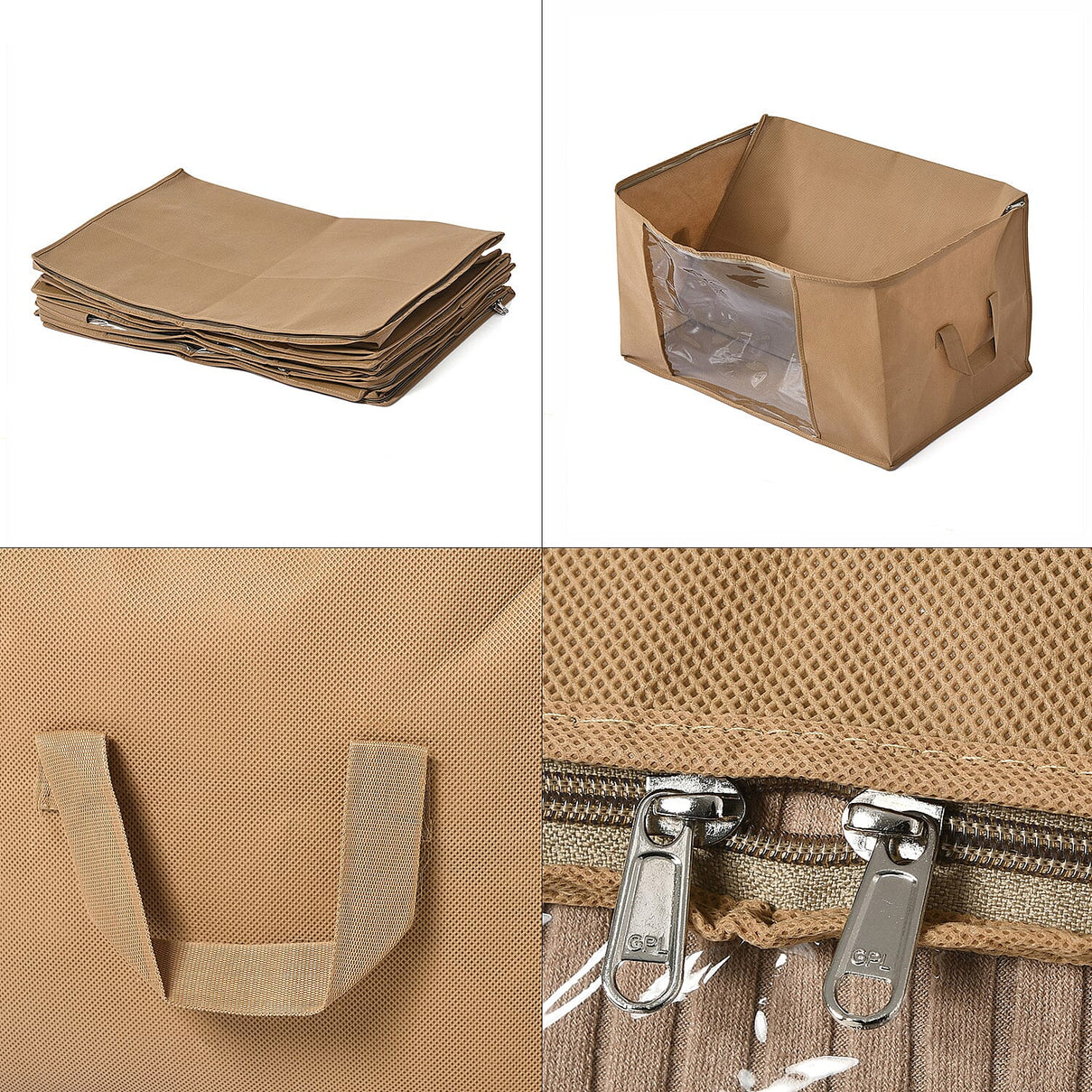Livmore Set of 5 Non-Woven Fabric Storage Bags with Clear Window (34 x 60 x 42 cm) - Sand 8323860 8