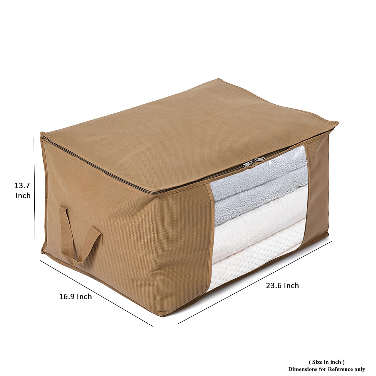 Livmore Set of 5 Non-Woven Fabric Storage Bags with Clear Window (34 x 60 x 42 cm) - Sand 8323860 9