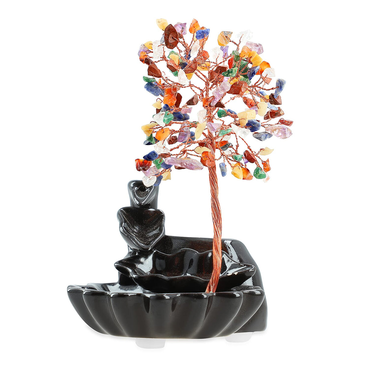 Livmore Seven Chakra Backflow Incense Burner With Crystal Tree Holder &amp; 30 Incense Cones (18 x 10 x 20 Cm) 8055342 2