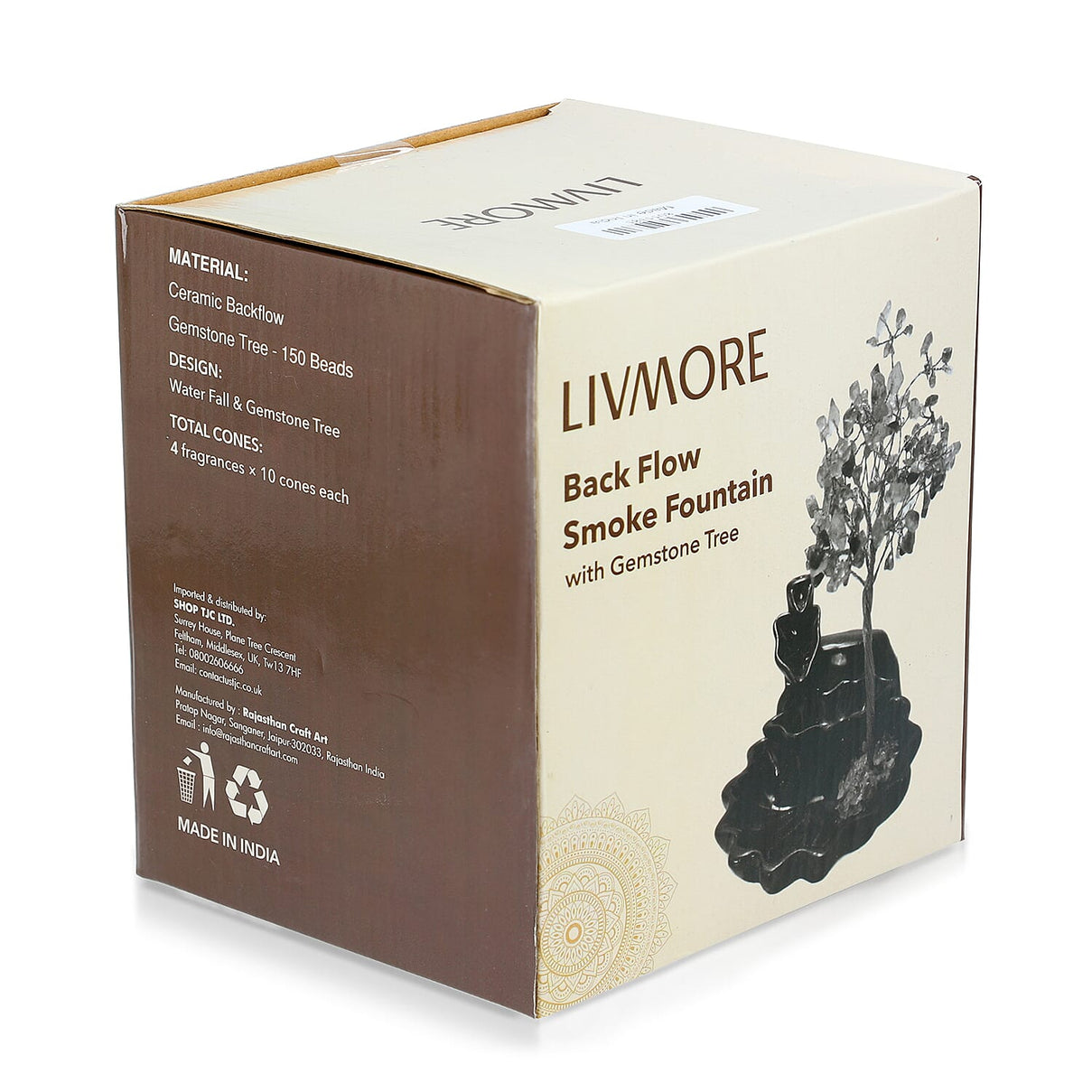 Livmore Seven Chakra Backflow Incense Burner With Crystal Tree Holder &amp; 30 Incense Cones (18 x 10 x 20 Cm) 8055342 7