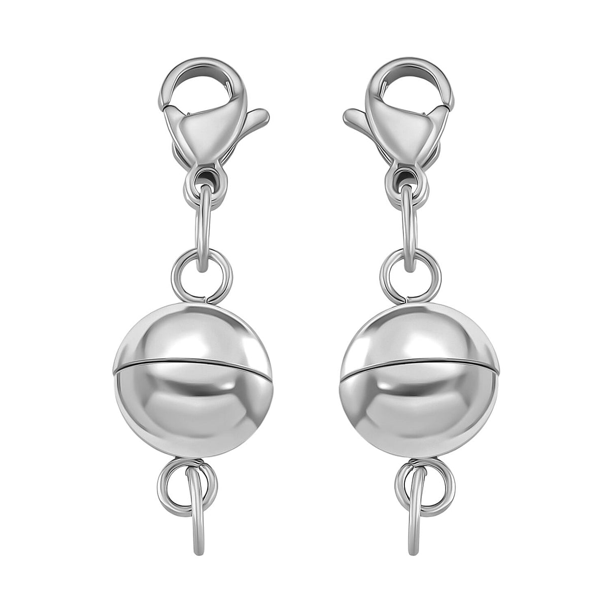 Set of 2 Magnetic Claps With Lobster Clasp in Rhodium Overlay 4396249 0