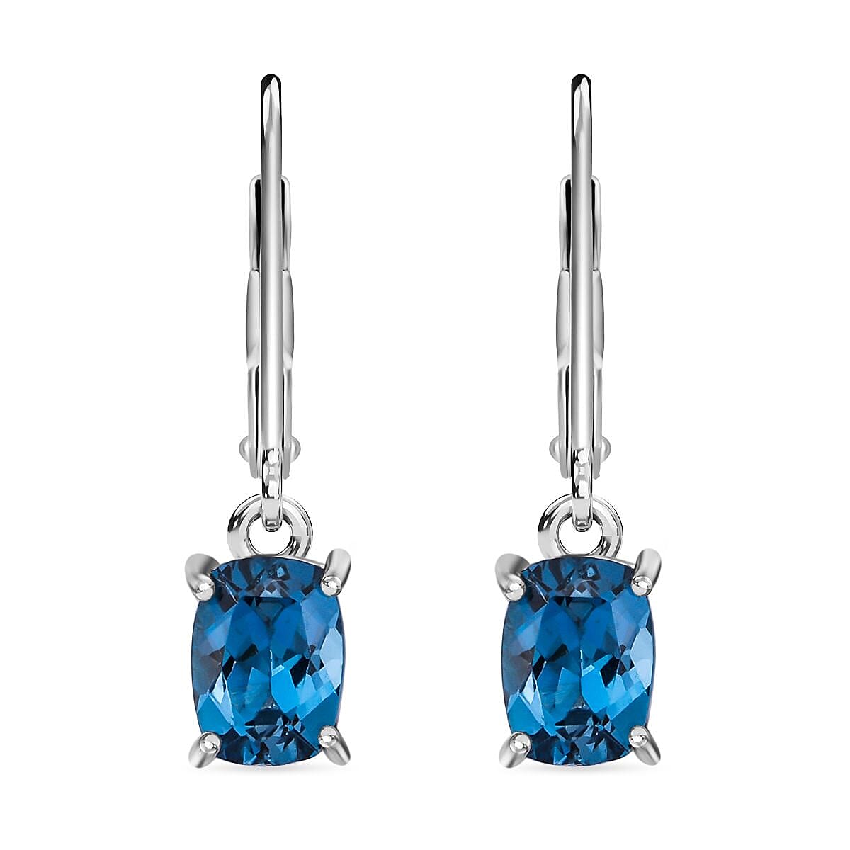 London Blue Topaz Solitaire Drop Earrings in Rhodium Overlay Sterling Silver 2.00 ct 7754560 0