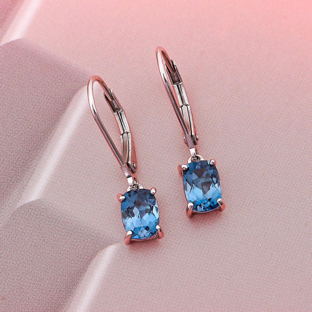 London Blue Topaz Solitaire Drop Earrings in Rhodium Overlay Sterling Silver 2.00 ct 7754560 1