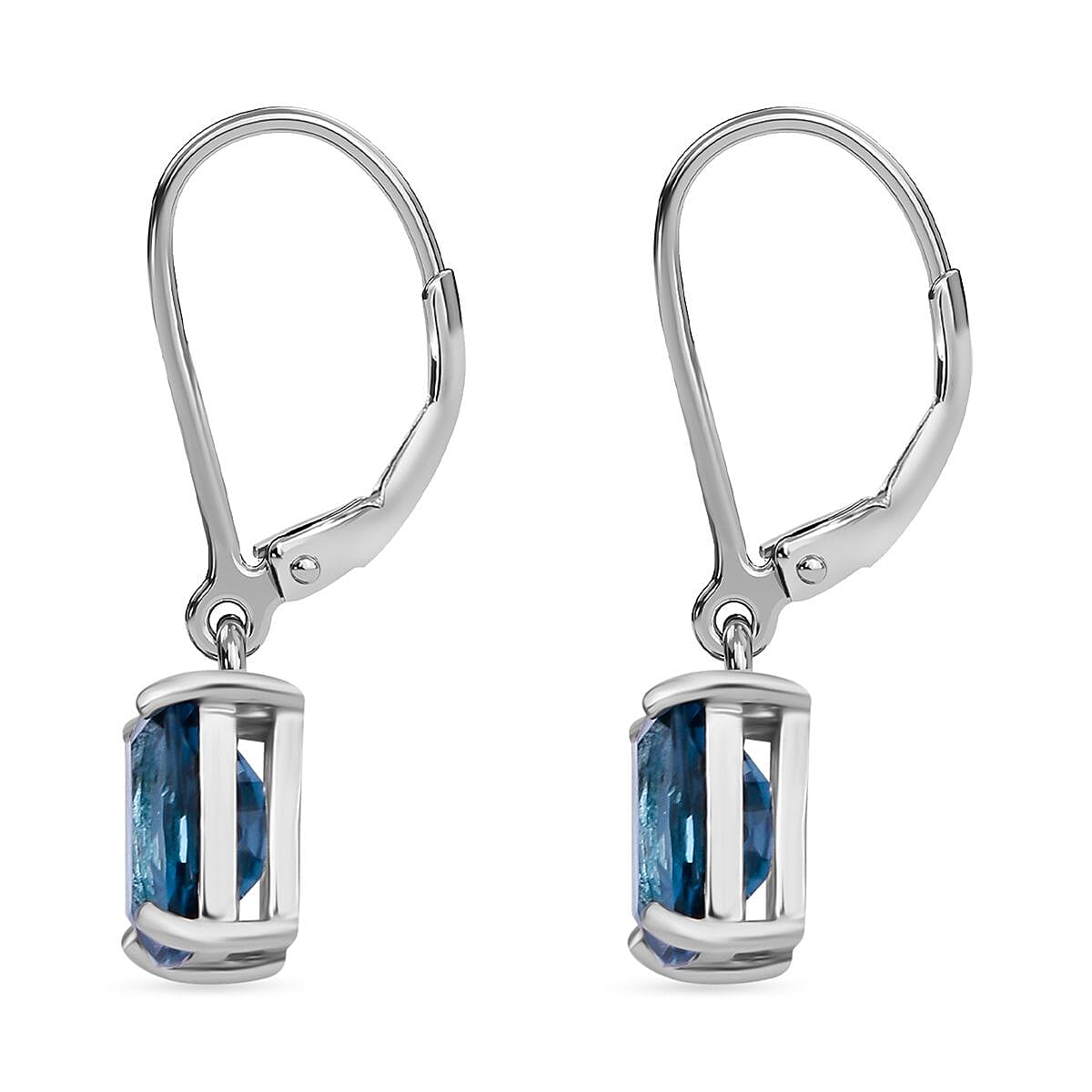 London Blue Topaz Solitaire Drop Earrings in Rhodium Overlay Sterling Silver 2.00 ct 7754560 3