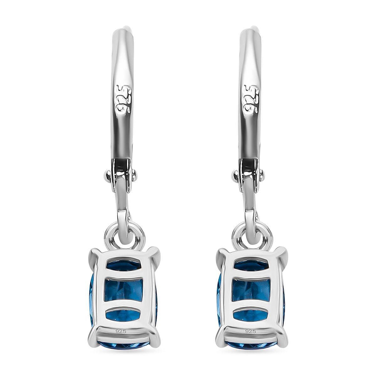London Blue Topaz Solitaire Drop Earrings in Rhodium Overlay Sterling Silver 2.00 ct 7754560 4
