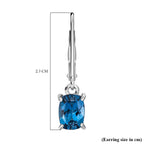 London Blue Topaz Lever Back Earring in Rhodium Overlay Sterling Silver 2.00 ct
