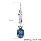 London Blue Topaz Earring with Lever Back in Platinum Overlay Sterling Silver 1.77 Ct.