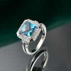London Blue Topaz & Lab Grown Diamond Ring in Rhodium Overlay Sterling Silver 3.39 Ct.
