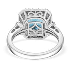 London Blue Topaz & Lab Grown Diamond Ring in Rhodium Overlay Sterling Silver 3.39 Ct.