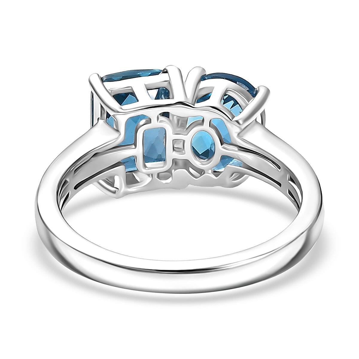 London Blue Topaz Toi Et Moi Ring in Rhodium Overlay Sterling Silver 3.24 Ct. 8181206 4