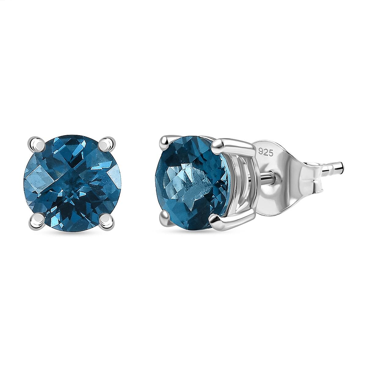 2.48 Ct. London Blue Topaz Solitaire Stud Push Post Earring in Rhodium Overlay Sterling Silver 8183705 0